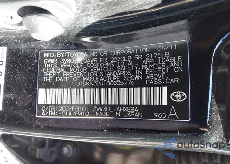 2011 Toyota Prius Three from USA, damaged, VIN JTDKN3DU1B0305776